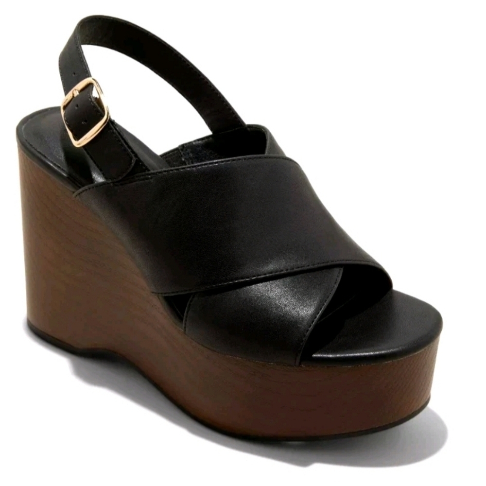 Universal Thread Naomi Wood Wedge Sandals Black X Band 7.5